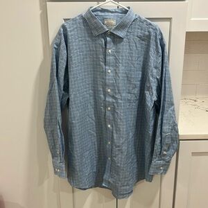 E.B. Wood Men’s Blue Plaid Non-Iron Tailored Fit Cotton Long Sleeve Dress Shirt
